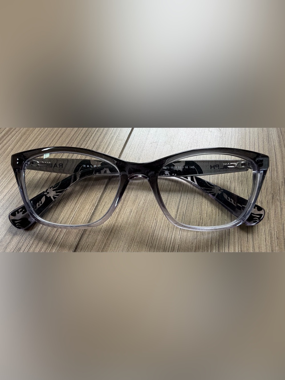 Ralph Lauren RQ 7071 Black/Gray Ombre Floral Cat-Eye Glasses 52-16-140